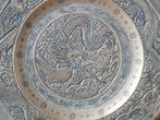 Prachtig zwaar antiek Chinees brons bord met draken 25,4 cm., Ophalen of Verzenden