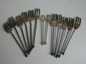 verzilverde stijlappel gebaksvorkjes /aperitief vorkjes beschikbaar voor biedingen