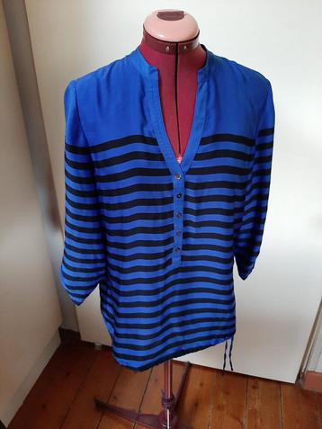 MEXX dames blouse hemelblauw met zwarte streep maat L/40 beschikbaar voor biedingen