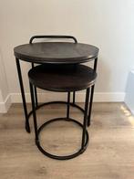 Riviera Maison Shoreditch zwarte bijzettafels (set van 2), Ophalen, Minder dan 55 cm, Rond, Zo goed als nieuw