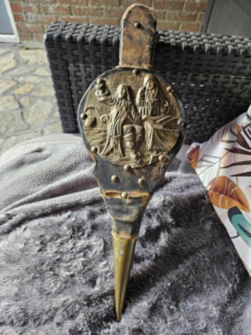 Leuke antieke houten en leren blaasbalg met koper, werkend.., Tuin en Terras, Houtskoolbarbecues, Gebruikt, Ophalen of Verzenden