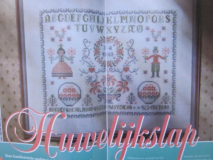Borduur telpatroon Scandinavische Huwelijks merklap, Hobby en Vrije tijd, Borduren en Borduurmachines, Nieuw, Patroon, Handborduren