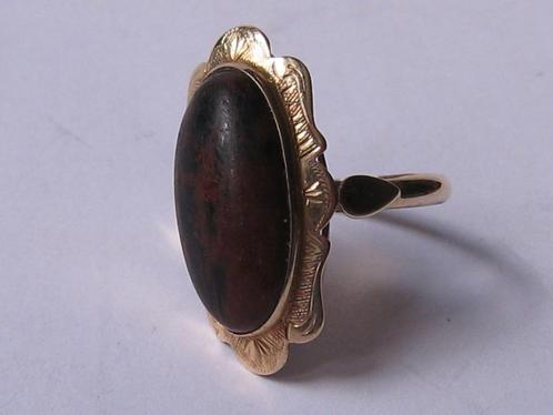 GOUD - GOUDEN RING 14 KRT m. TIJGEROOG STEEN. 160,-, Sieraden, Tassen en Uiterlijk, Ringen, Gebruikt, Dame, 18 tot 19, Goud, Goud