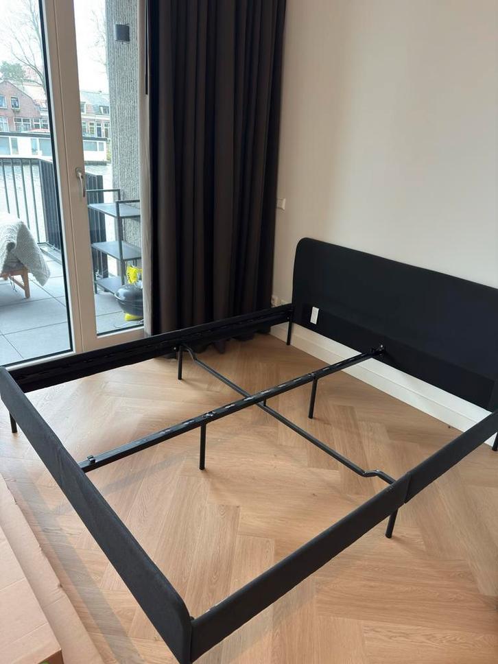 Ikea Bedframe 160x200, Huis en Inrichting, Slaapkamer | Bedden, Zo goed als nieuw, Tweepersoons, 160 cm, 200 cm, Stof, Zwart, Ophalen