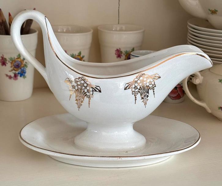 Juskom Nimy gouden bloemen, Antiek en Kunst, Antiek | Servies los, Ophalen of Verzenden