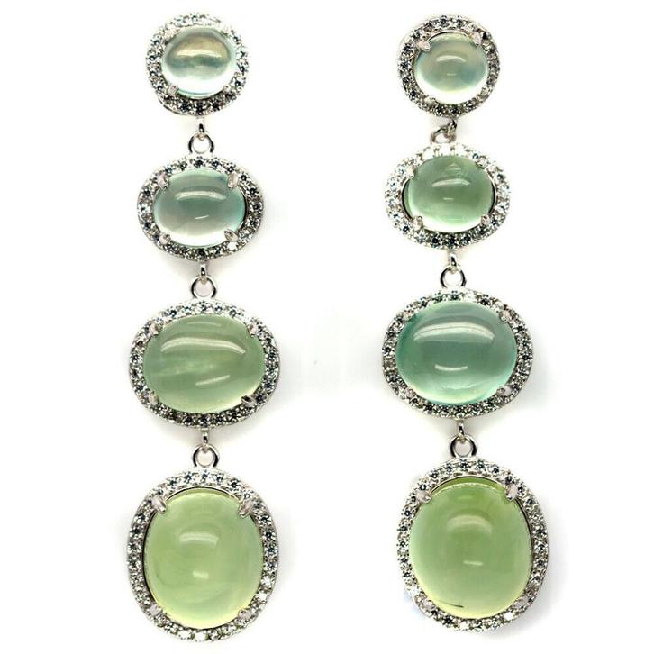 oorbellen 925 zilver 14 k wit goud verguld met Peridoot top, Sieraden, Tassen en Uiterlijk, Oorbellen, Nieuw, Knopjes of Stekers