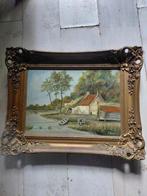 Schilderij met landschap en gouden lijst, Ophalen of Verzenden