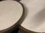 Salontafel Set Beige Marmer/Mangohout, Ophalen, Rond, Nieuw, 50 tot 100 cm