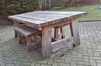 Grote Douglas picknicktafel met 2 bankjes 230 x 120 cm, Tuin en Terras, Ophalen, Gebruikt, Rechthoekig, Hout