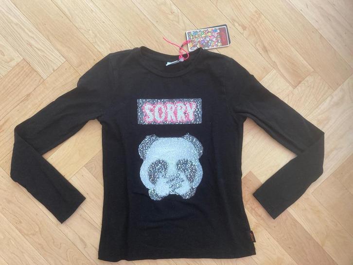 Coolcat emoji zwart shirt panda (not) sorry maat 146-152!, Kinderen en Baby's, Kinderkleding | Maat 146, Zo goed als nieuw, Meisje