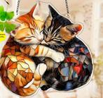 glas in lood look katjes(zon)hanger 20 bij 20 cm, Verzenden, Nieuw, Wanddecoratie