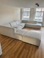 Witte boucle hoekbank met hocker, Ophalen, Zo goed als nieuw, Stof