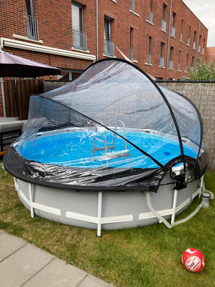 Zwembad met overkapping, Tuin en Terras, Zwembaden, Zo goed als nieuw, Opzetzwembad, Minder dan 80 cm, Minder dan 200 cm, Rechthoekig