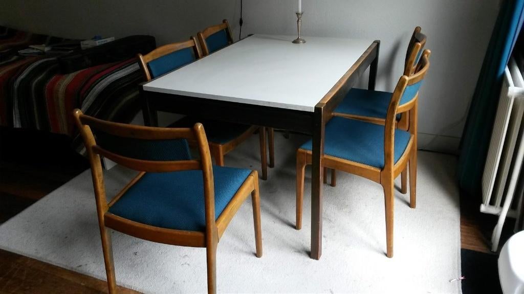 Retro vintage PASTOE Cees Braakman eettafel met 6 stoelen, Huis en Inrichting, Tafels | Eettafels, Ophalen, Gebruikt, 50 tot 100 cm