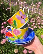 Kop en schotel set met bloemen, Ophalen of Verzenden, Zo goed als nieuw