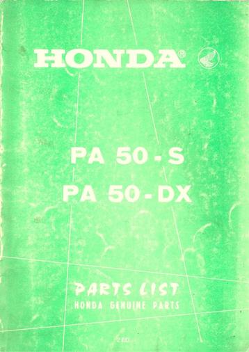 Honda PA50 S Honda PA50 DX parts list (1275z) bromfiets beschikbaar voor biedingen