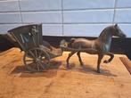 Paard met koets, Ophalen of Verzenden, Brons