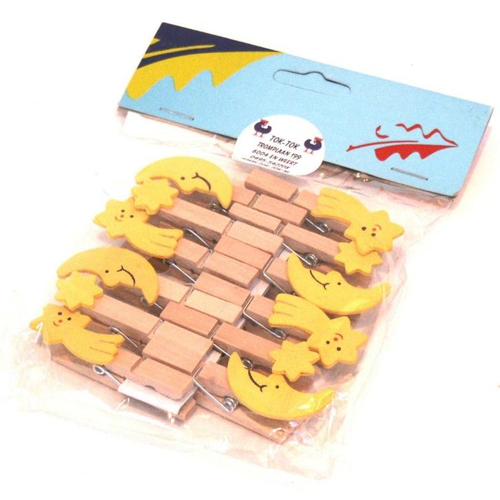 wasknijpers maan/sterren (12), doosje knijpertjes of olhb-je, Hobby en Vrije tijd, Knutselen, Nieuw, Knutselwerk, Ophalen of Verzenden