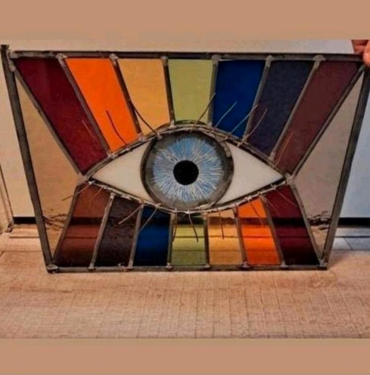 Uniek glas in lood raam, Doe-het-zelf en Verbouw, Glas en Ramen, Gevelraam of Ruit, Minder dan 80 cm, Minder dan 80 cm, Glas in lood