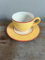 Koffiekop + Schotel | Aardewerk | Geel | Made in Italy, Ophalen of Verzenden, Zo goed als nieuw, Overige stijlen, Kop(pen) en/of Schotel(s)