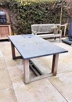 Hardstenen tafel blad + teak houten onderstel Royal Botania, Tuin en Terras, Ophalen, Gebruikt, Rechthoekig, Teakhout