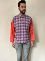 Vintage trui - jaren 80/90 - oranje / blauw - S/M, Maat 52/54 (L), Vintage, Oranje, Ophalen of Verzenden