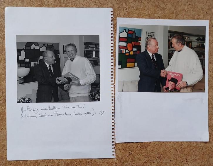 Toon Hermans 2 grote foto's uit plakboek "uitgever" de Bruin, Verzamelen, Muziek, Artiesten en Beroemdheden, Gebruikt, Foto of Kaart