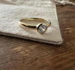 Zilveren vergulde solitair ring maat 17 met zirkonia new, Nieuw, Ophalen of Verzenden, 17 tot 18, Dame