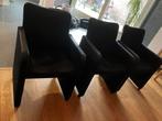3 zwarte stoelen op wieltjes, Drie, Ophalen of Verzenden, Zo goed als nieuw, Zwart