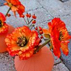 pompoenvaasje opgemaakt met zijdebloemen in oranje herfsttin, Ophalen of Verzenden, Nieuw