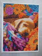 Afgewerkte diamond painting "Slapende pup" (geen kader), Ophalen of Verzenden, Zo goed als nieuw, Knutselwerk