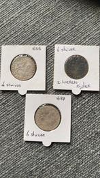 3 x Zilveren rijders munten 6 stuiver. bodemvondsten, Ophalen of Verzenden