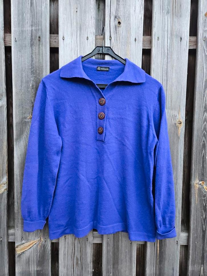 Retro Paarse trui met Bijzondere Knopen - Maat L, Kleding | Dames, Truien en Vesten, Gedragen, Maat 42/44 (L), Paars, Ophalen of Verzenden