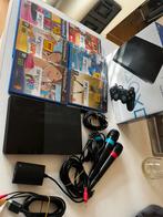 Sony PlayStation 2 incl Singstar en microfoons, Spelcomputers en Games, Spelcomputers | Sony PlayStation 2, Met games, Zwart, Ophalen of Verzenden