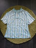 Vintage jaren 70 shirtje lichtblauw bloemen, cottagecore, Maat 42/44 (L), Vintage, Korte mouw, Gedragen