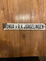 Oud emaille reclamebord R.K. Jongelingen, Ophalen of Verzenden, Gebruikt, Reclamebord