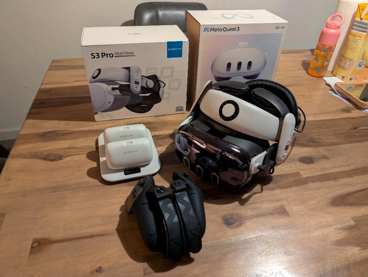 Meta Quest 3 128GB + BOBOVR S3 Pro Super Set (ZGAN), Spelcomputers en Games, Virtual Reality, Zo goed als nieuw, Overige platformen