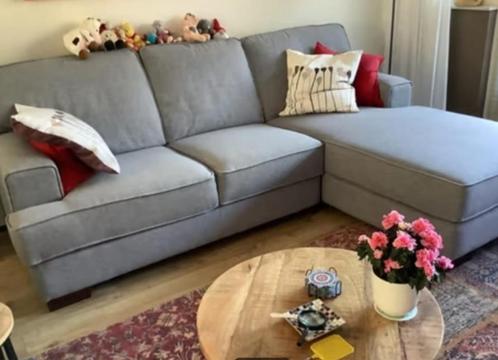 Grijze 3 zits bank met lounge, Huis en Inrichting, Banken | Bankstellen, Zo goed als nieuw, Driepersoons, 200 tot 250 cm, 75 tot 100 cm
