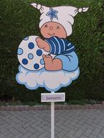 Geboortebord voor een jongen baby op wolk met bal., Ophalen, Nieuw, Geboortebord