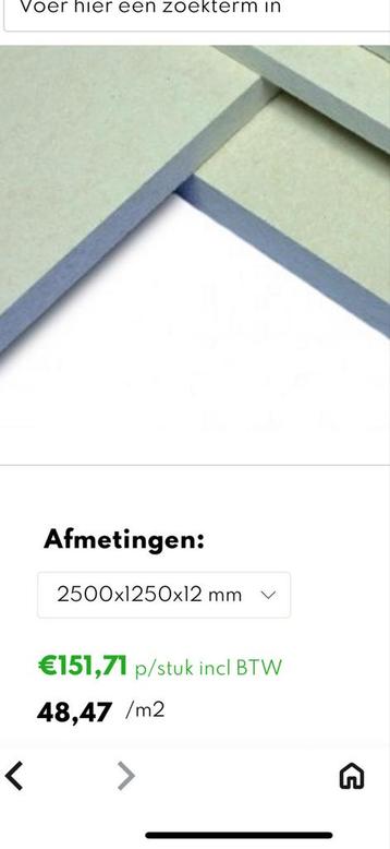 Promatect plaat 125x250x1.2cm brandwerende plaat. beschikbaar voor biedingen