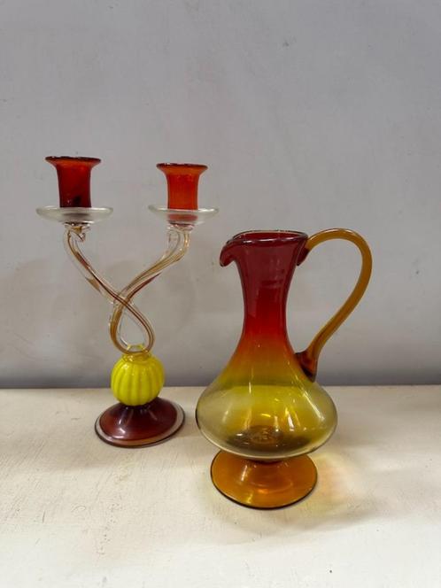 Oker oranje Blenko vaas, Antiek en Kunst, Antiek | Glas en Kristal, Ophalen of Verzenden