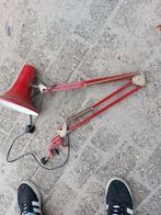 Vintage Geleefde Architectenlamp  rood werkplaatslamp 1960?, Huis en Inrichting, Ophalen of Verzenden, Gebruikt, Metaal, Retro vintage industrieel  Architectenlamp