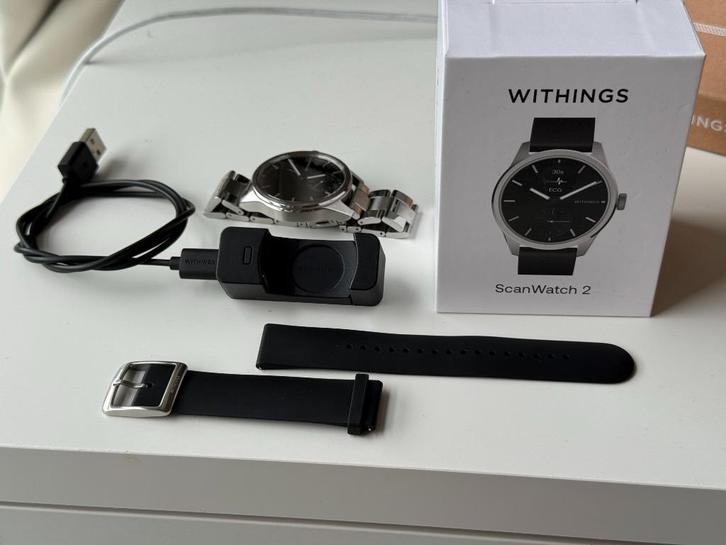 Withings ScanWatch 2 42mm, Sieraden, Tassen en Uiterlijk, Smartwatches, Zo goed als nieuw, iOS, Zilver, Ophalen