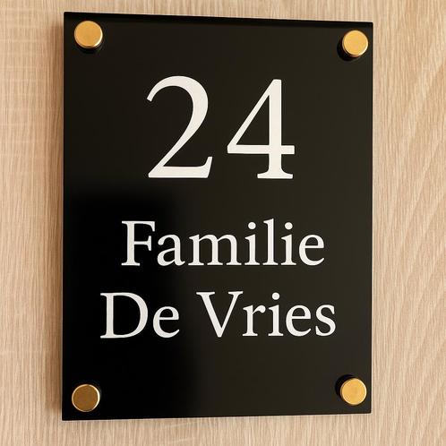 LUXE NAAMPLAAT HUISNUMMER ZWART ACRYL, Huis en Inrichting, Woonaccessoires | Tekstborden en Spreuken, Nieuw, Verzenden