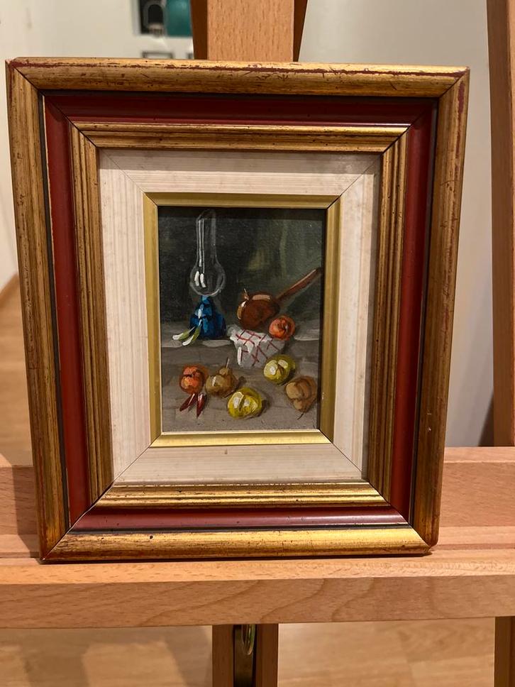 Stilleven met fruit en olielamp, Antiek en Kunst, Kunst | Schilderijen | Klassiek, Ophalen of Verzenden