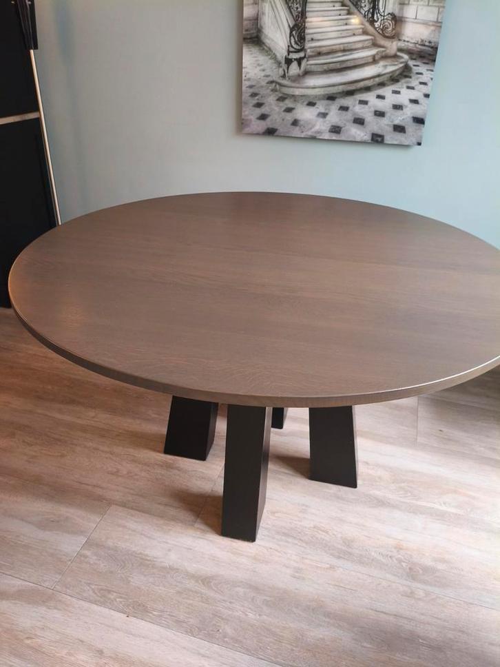 Massief eiken tafel rond 130, Huis en Inrichting, Tafels | Eettafels, Zo goed als nieuw, 100 tot 150 cm, 100 tot 150 cm, Rond