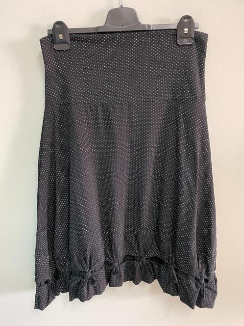 R42 - Zwart-witte Boris Industries rok maat M-L (1), Kleding | Dames, Rokken, Zo goed als nieuw, Maat 38/40 (M), Zwart, Onder de knie
