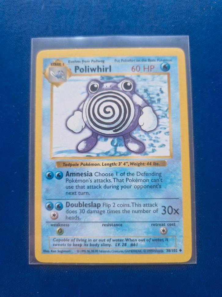 Pokemon Poliwhirl shadowless base set kaart, Hobby en Vrije tijd, Verzamelkaartspellen | Pokémon, Nieuw, Losse kaart, Ophalen of Verzenden