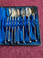 8 verziverde  lepeltjes in oud doosje, Ophalen of Verzenden