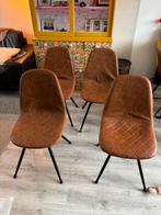 Bruine nep lederen eetkamerstoelen 4x, Ophalen, Overige materialen, Gebruikt, Bruin